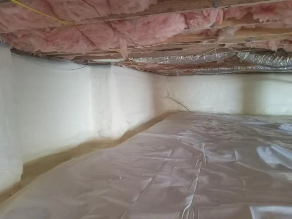 Crawl space encapsulation with closed-cell spray foam for Roof Waterproofing in Caledonia